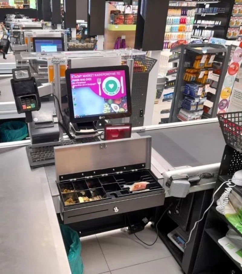 Support pour tiroir, balance, moniteur, imprimante, terminal de paiement. Point de vente 